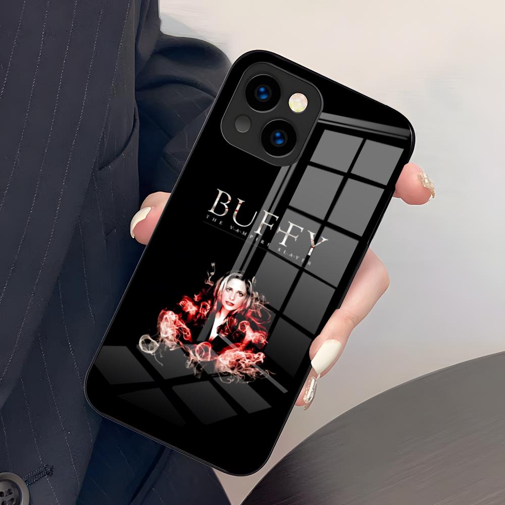 B-Buffy The Vampire Slayer Phone Case For IPhone 17 Air 16 E Pro Max 15 14 13 Mini 12 Pro 11 Max Plus Black Glass Cover
