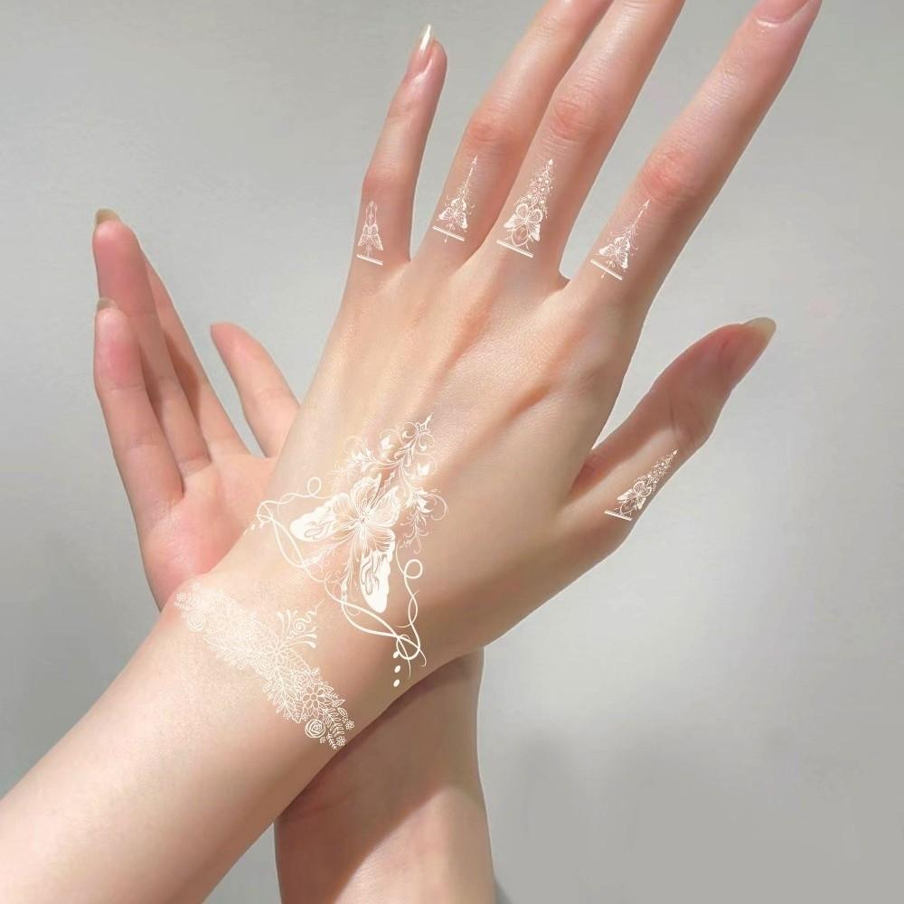 10pcs Flower Temporary Tattoo Stickers Butterfly Body Art Tattoo White Tattoo Stickers  Women Men