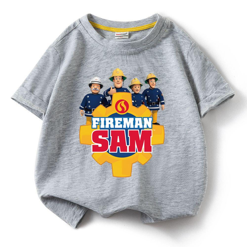 Kids Cotton Tshirt Fireman Sam Boys Girls Cartoon O-Neck Tee Toddler Short Sleeved Tshirt Childrens Summer Clothing Fashion Top