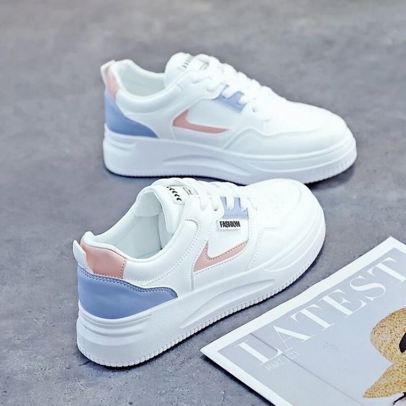 Ins Korean Version Mesh White Shoes Women's 2025 Spring and Autumn New Breathable Thick Baseplate Shoes Korean Version Lace-up Student Women's Shoes