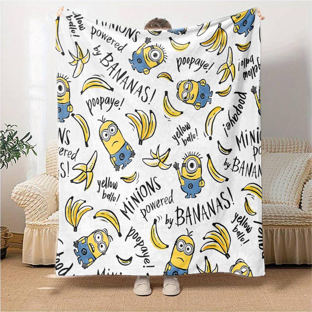 Minions Bananas Blanket Soft Throw Blanket For Home Bedroom Bed Sofa Travel Office Solid Christmas Blanket