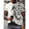 Summer Lion Print Men's Clothes T-shirt Male Short Sleeve Tee Men Lion Print Clothes Men Designer Clothes Men Oversized T-shirt