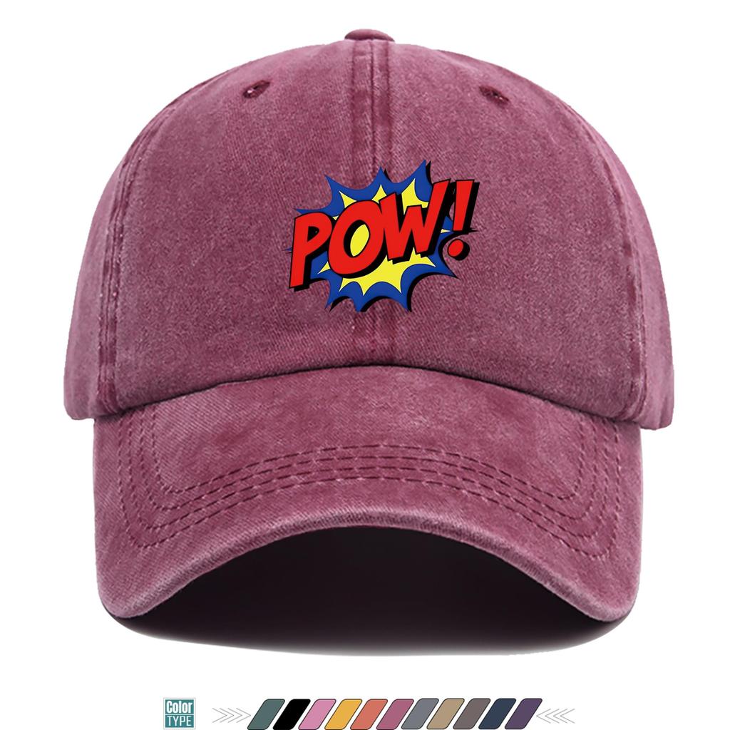 Pc American Retro Comic Book Style POW Print Baseball Cap Trucker Hat Comfortable Breathable Fashionable Beautiful Cartoon Ga