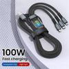 100W USB Cable 3 In 1 Fast Charging Charger Cable Accessories For iPhone Xiaomi Huawei Type C Charger Cable Multi Port Wire Line