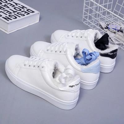 Winter Women Sneakers Warm Plush Vulcanized Shoes Women Platform Cotton Shoes Lace Up Women White Plus Velvet Casual Shoes