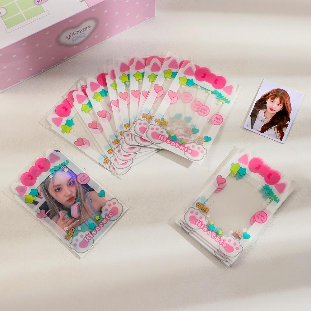 MINKYS 20pcs/pack Pack Kawai 3 Inch Kpop Photocard Frame Photo Decorative PP Sleeves Bag School Stationery