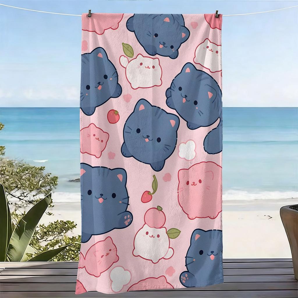 Süßes Katzen Mikrofaser Strandtuch, Super Saugfähig Schnelltrocknend Weich für Strand Pool Picknick Outdoor Geschenk für Beste Freundin