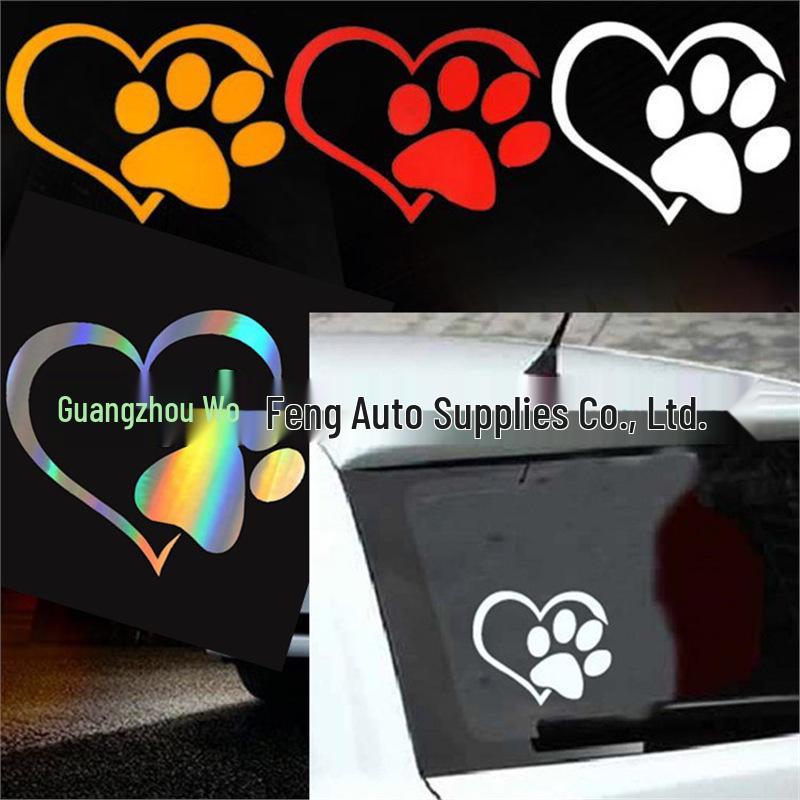 Reflective HeartPaw Vinyl Decal - Dog Footprint Car Sticker D9