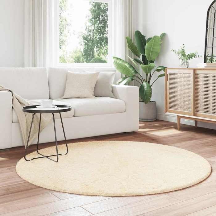 VidaXL Shaggy Rug with Long Pile Cream 160x160 Cm Polyester, Rug, Bedroom Rug, Modern Rug, Living Room Rug, Carpet 4102911