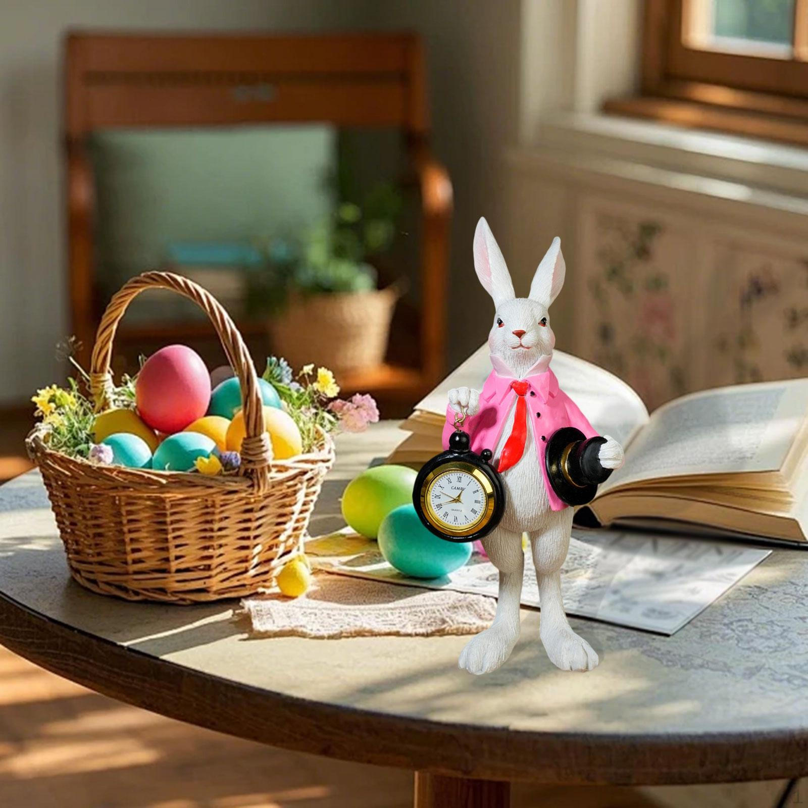 Статуя Часов Животное Карманные Часы Скульптура Настольное Украшение Декоративное Произведение Искусства Фигурка Кролика для