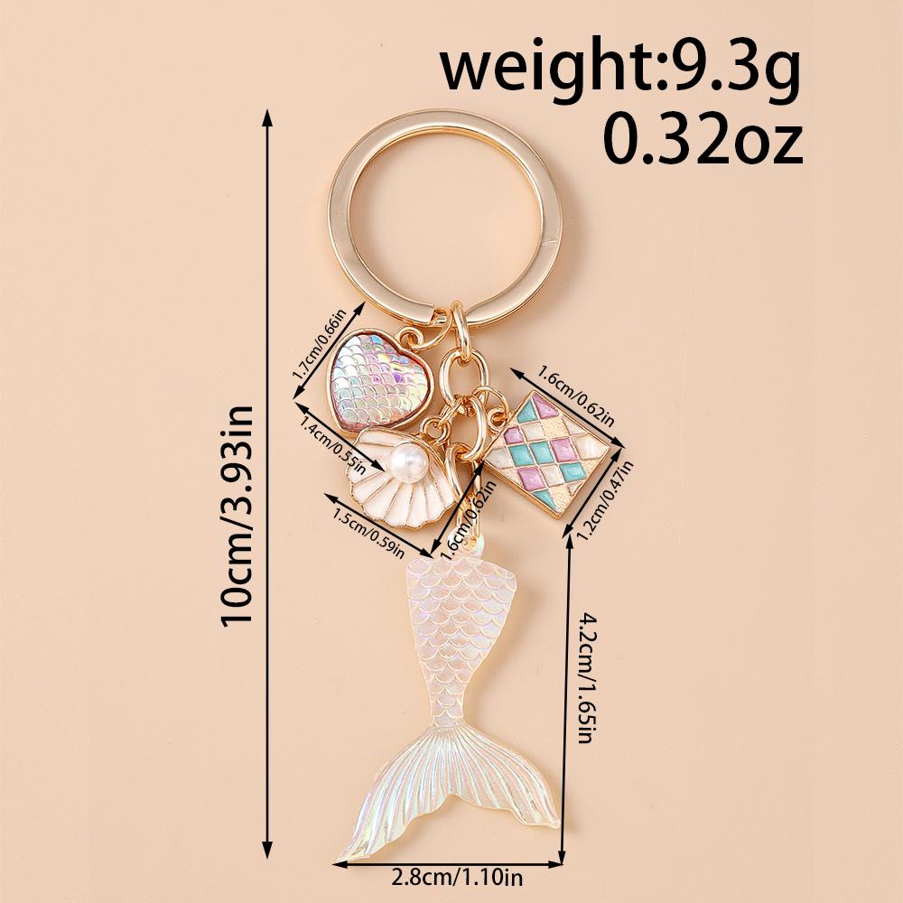 Fashion Mermaid Keychain Shell Starfish Key Ring Pendants for Women Girls Handbag Decor DIY Handmade Key Chain Gifts