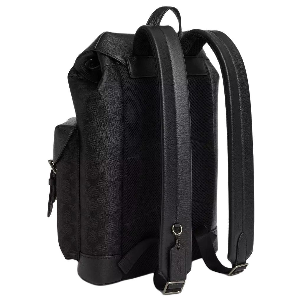 Coach Warner 32 Logo Buckle Fastening Faux Leather Backpack Large Men Backpack Charcoal CW211-QBMI5