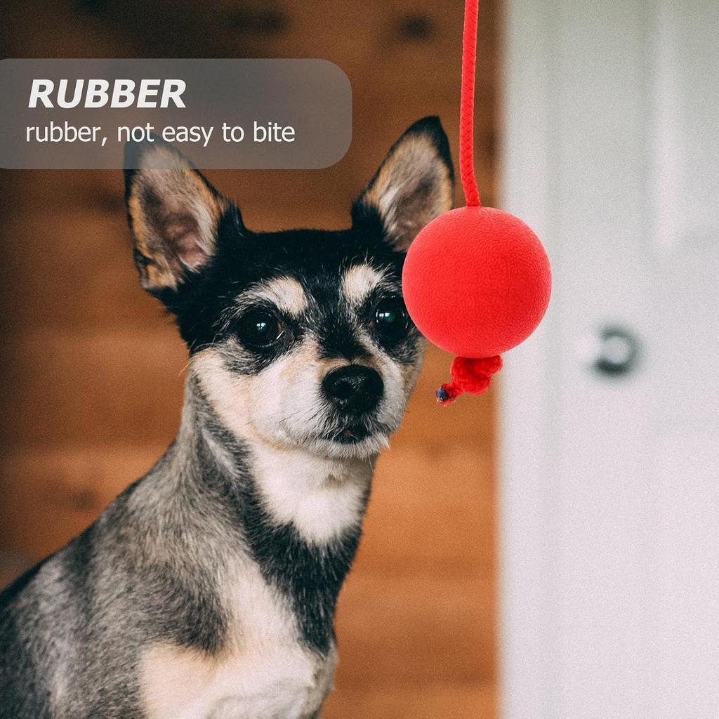 ABOOFAN Dog Ball On a Rope Rubber Rope Balls Tug Ball Toy for Medium and Small Dog Chew, Pull, Throw, Tug