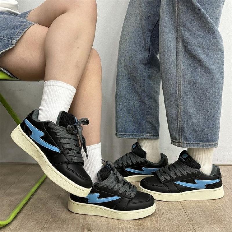 Women's White Minimalist Thick Sole Lace-Up Shoes - Comfortable & Shock Absorbing