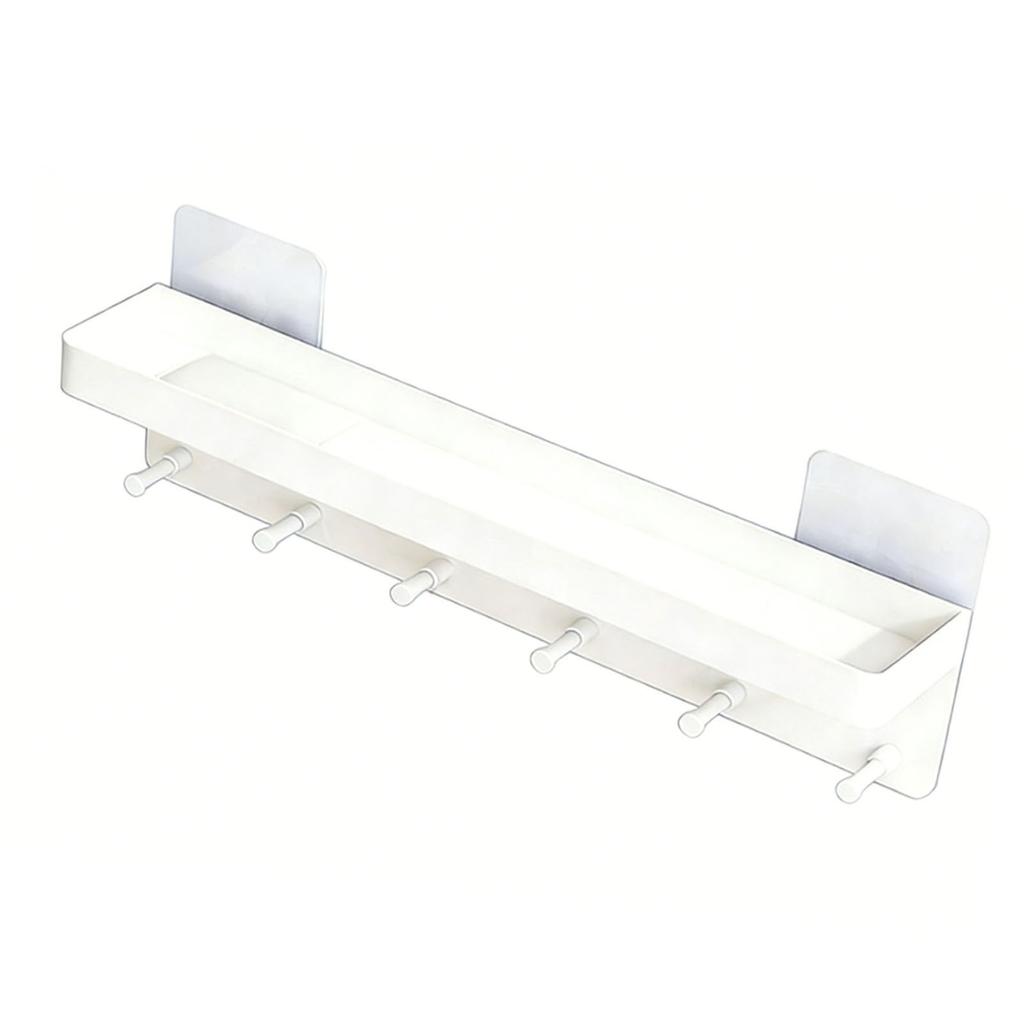 Wall Key Holder Mail Organizer Wall Mount Hanging Key Rack with 6 Hooks for Sunglasses Wallets White