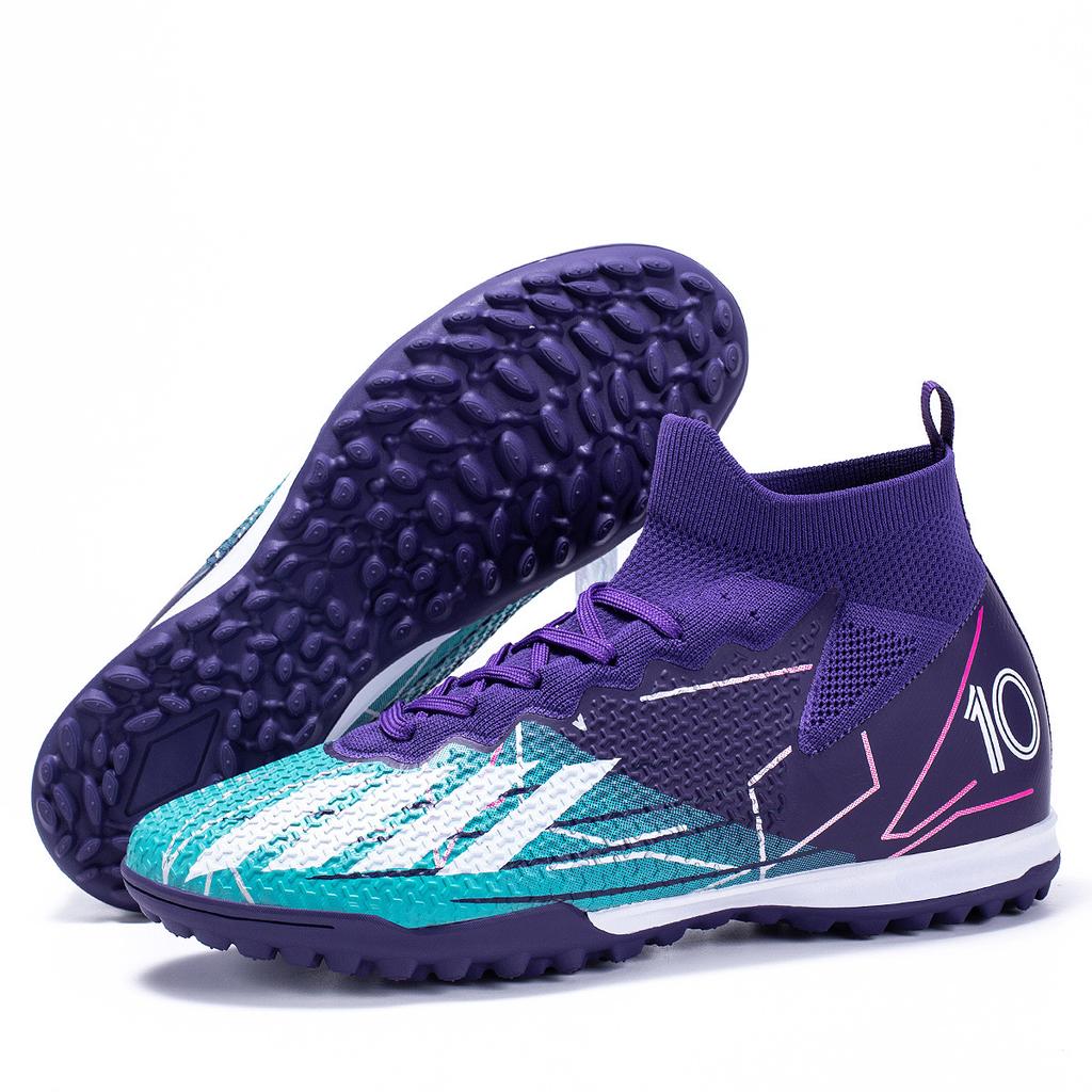 20252025 Flying woven football shoes high-top broken nails male and female students grass training long nails competition sports shoes