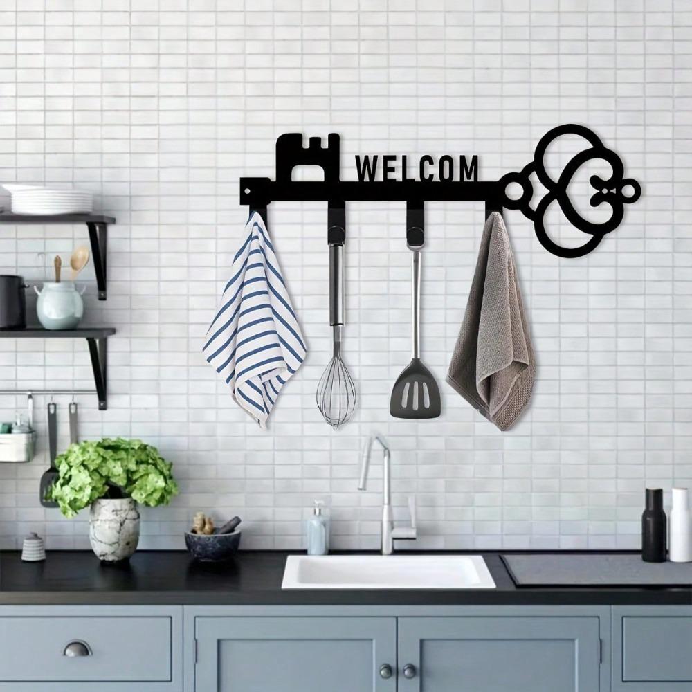 Bohemian Metal Key Holder Wall Decor with Multiple Hooks Durable Art for Home Office Porch Terrace