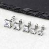 Dainty Square Zircon Stud Earrings for Men Women,4/5/6/7/8mm Width White Crystal Zircon Metal Stud Earring,Piercing Jewelry Gift