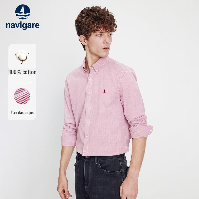 Navegare Men s Spring 2026 100% Cotton Striped Long Sleeve Shirt XXL