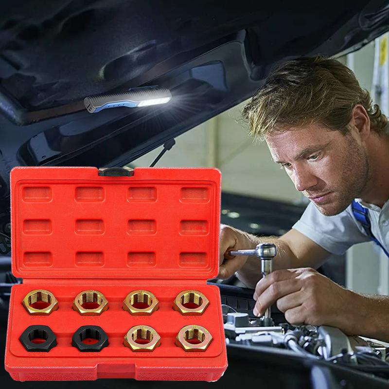 Thread Repair Kit Thread Restorer Kit 8 Pieces Metric Chaser Set Rethreading Portable Repair Tool Hex Tap Die Tapping