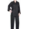 Men's Three-Quarter Sleeve Samue Kimono, Cotton and Linen, Japanese Style Pajama Set with Pockets, Perfect for Work or Loungewear, Summer Kimono (Blac