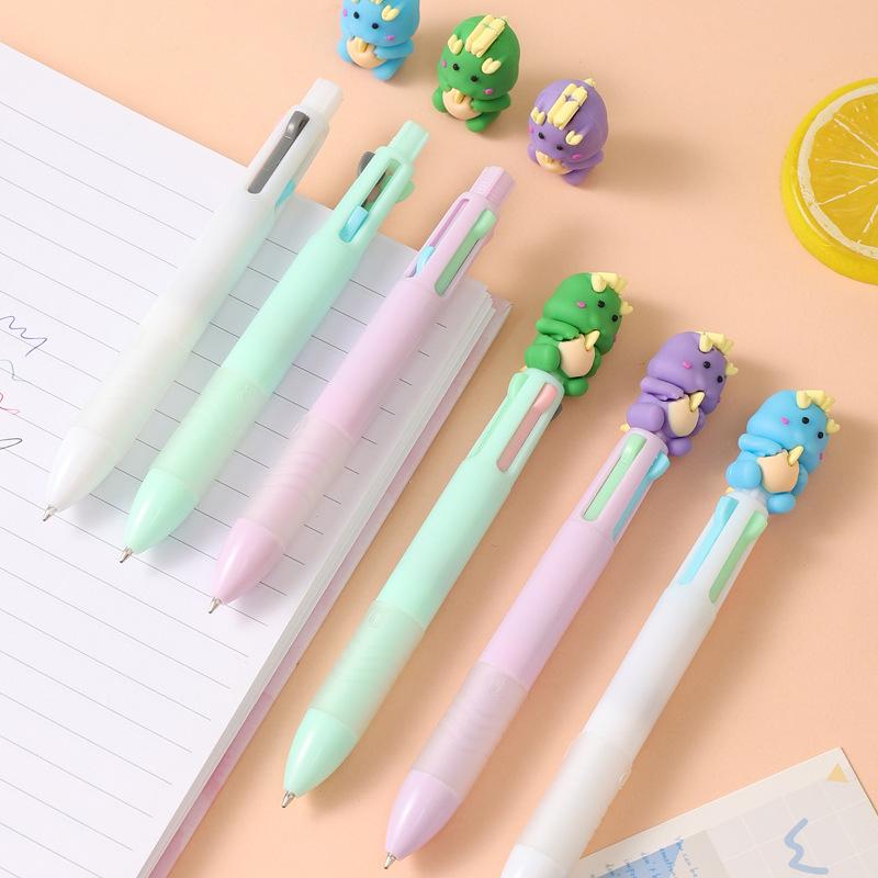 30Pcs/Lot Kawaii Dinosaur 4 Colors Ballpoint Pen Cute Cartoon Multicolor Retractable Pen for Kids School Office Stationery Gift
