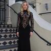 2026 Spring European & American Semi-High Neck Lace Slim Fit Dress