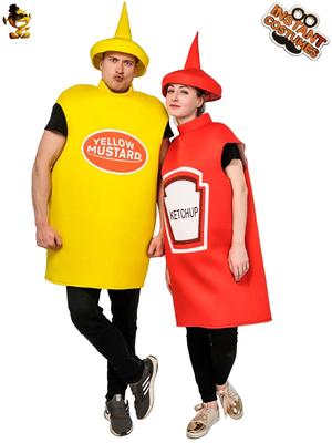 Costum de Halloween pentru Cupluri Muștar și Ketchup pentru Adulți - Ținută Cosplay Amuzantă