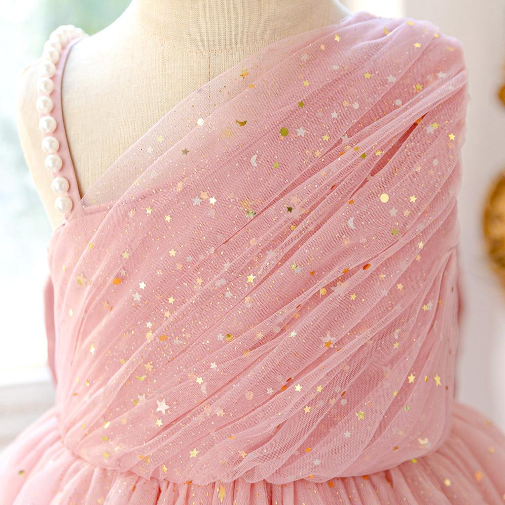 Flower Girl Princess Dress For Weddings Summer Kid Formal Bow Long Gown For School Evening Party Children New Year Cloth AL6088