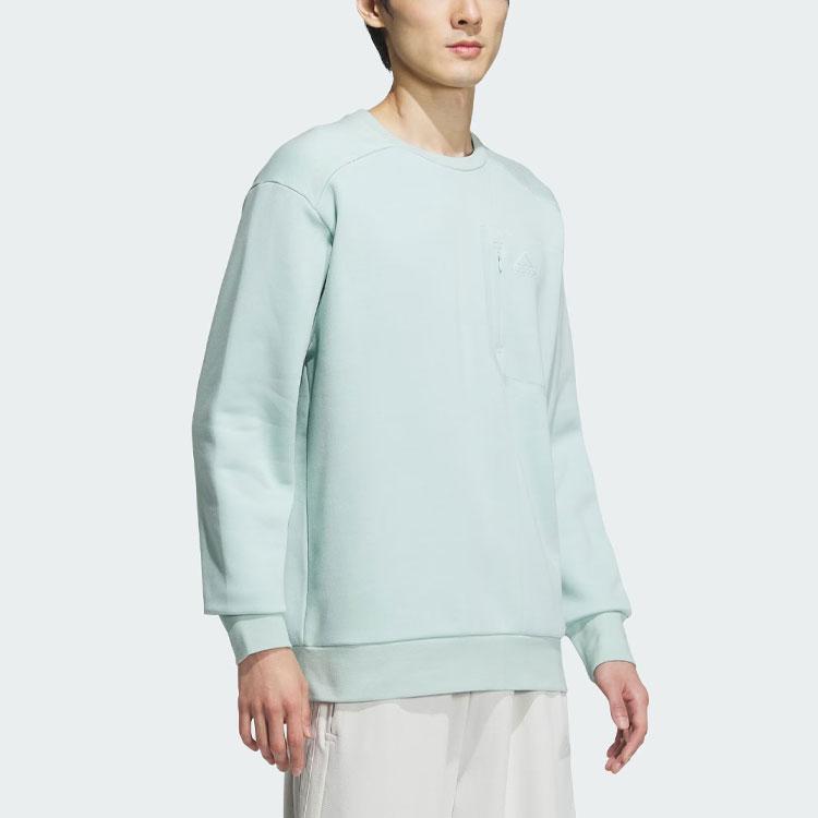 Adidas Sportswear Pocket Sweatshirt Solid Color Logo Sports Casual Pullover Crewneck Men Sweatshirt Light-Green IM9067