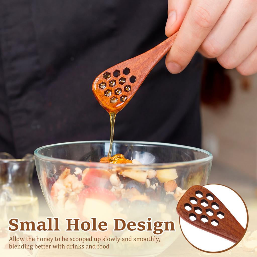 24/12Pcs Wood Honey Spoon 7inch Long Handle Mixing Stirrer Reusable Dessert Spoon Honey Stir Bar Coffee Tea Tableware Utensils