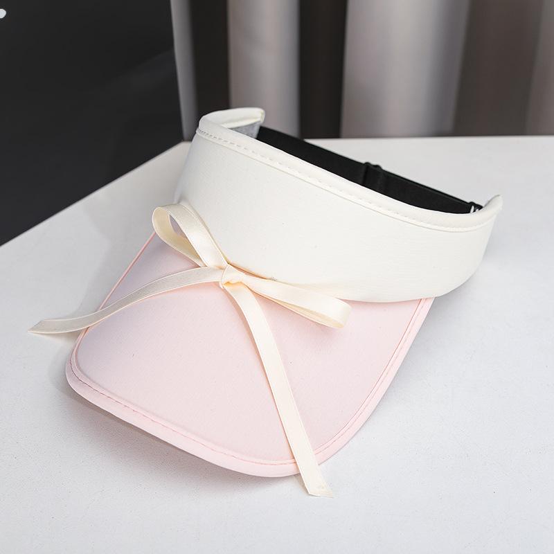 Fashion Candy Color Cute Girls Bow-Tie Baseball Ice Silk Empty Top Women Summer Sunshade Visor Hat Uv Sports Sun Hats Beach Cap
