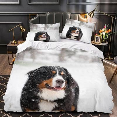 Bernese Mountain Dog Duvet Cover Twin Cute Pet Dog Bedding Set For Boys Girls Microfiber Lovely Animal Comforter Cover 2/3 Piece