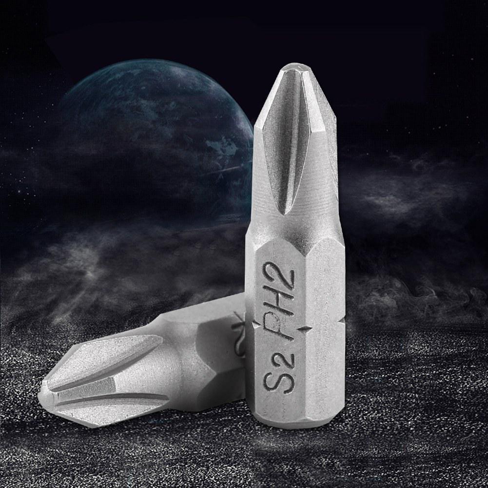 10 Pcs 25mm Length 1 4 Inch Hex Shank S2 Magnetic PH2 Cross Head Screwdriver Bits