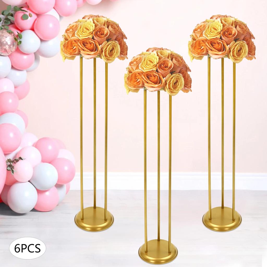 Gold 6-Piece Flower Stand Set – Durable Carbon Steel with High Load Capacity for Weddings & Home Decor