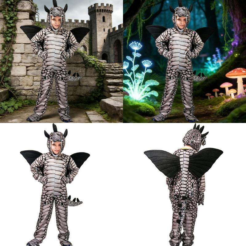 Kids Dinosaur Costume Set For Halloween Parties And School Plays Practical Polyester Fabric Cosplay Outfit