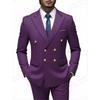 Fashion Men's Leisure Boutique Business Banquet Solid Color Wedding Double Breasted Slim Fit Suit Blazers Jacket