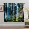 2PCS- Beautiful Forest Pattern Printed Curtains, Pole Bag Home Decoration, Room Decoration