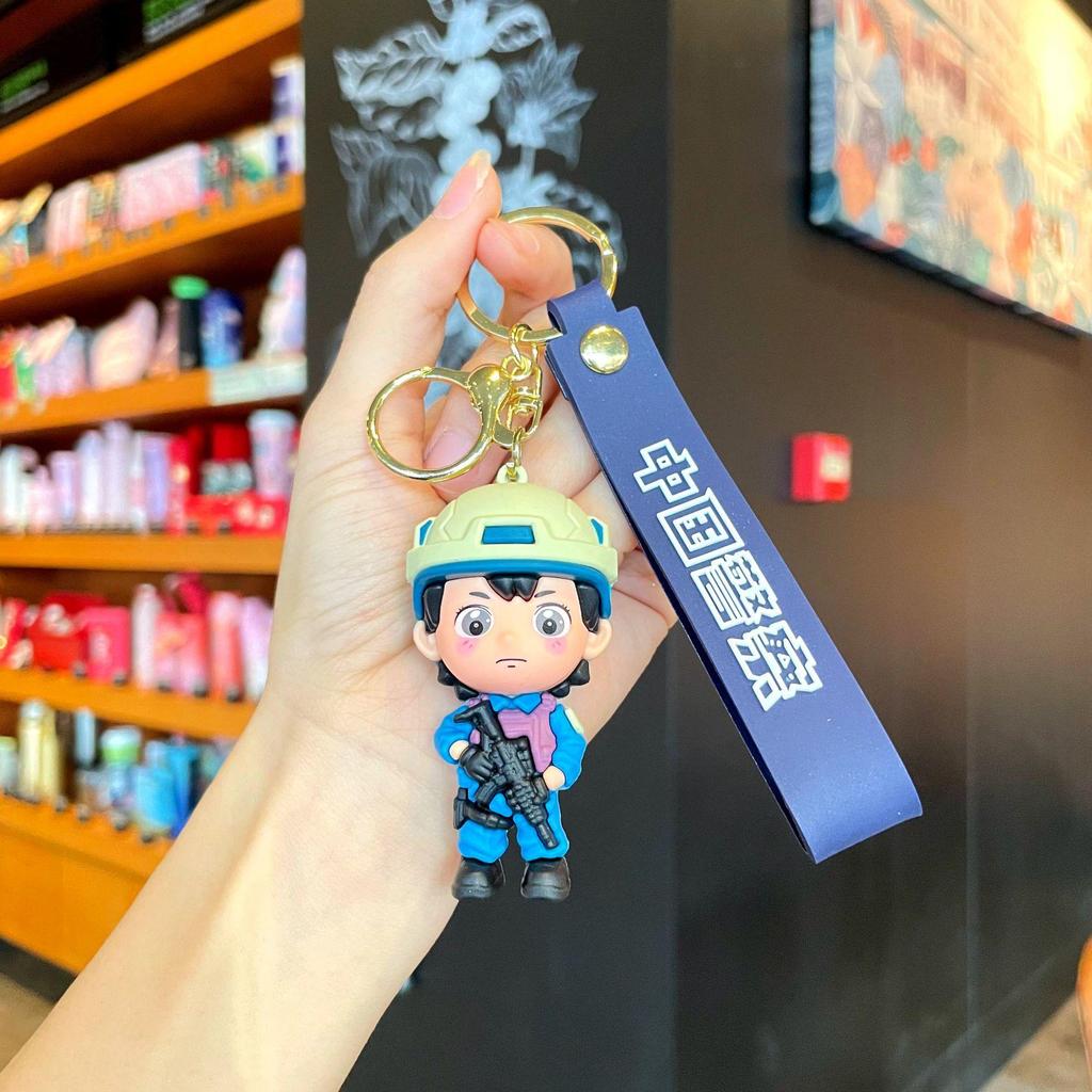 Firefighter Keychain: Cute 3D Traffic Police Pendant, Fashionable Event Gift