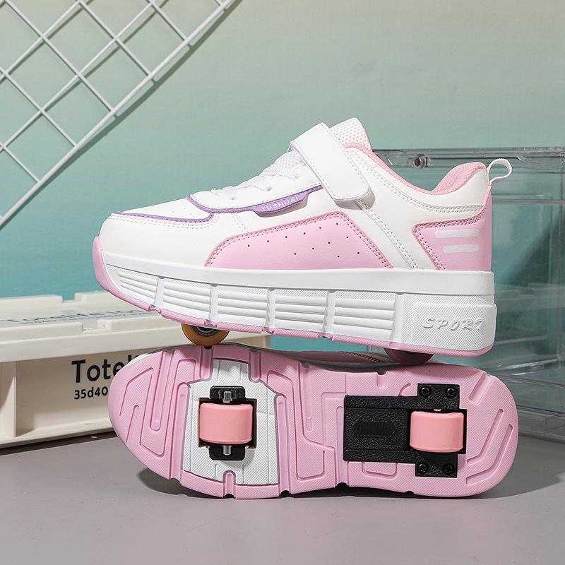 Transformable Double Roller Skates for Kids: Stylish Boys & Girls Wheeled Sneakers