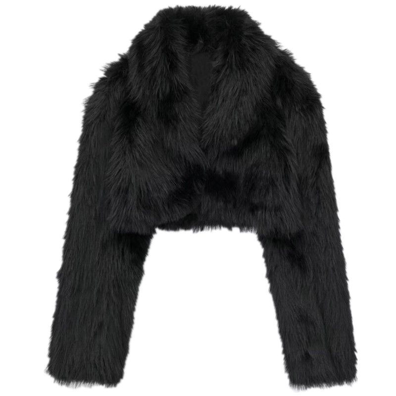 

Модный стиль Зима Новая женская одежда Легче всего сочетать Черное пальто короткой длины с эффектом искусственного меха 1255849 800 Black L