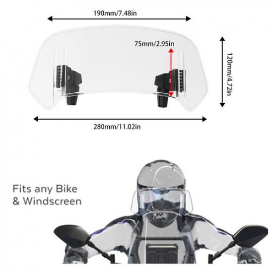 Motorbike Adjustable Extension Windshield For BMW Honda Yamaha Suzuki Kawasaki
