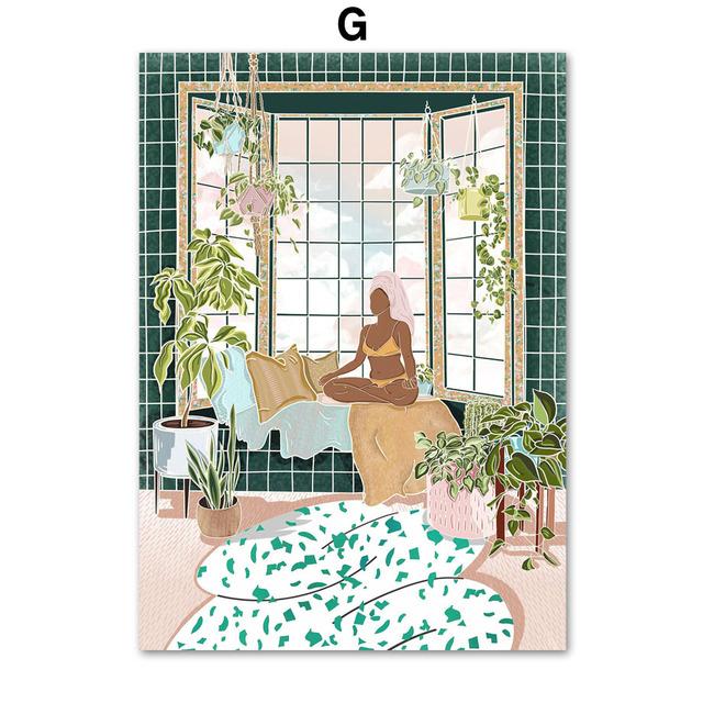 Tub Woman Bubble Bath Lady Tea Party Abstract Art Canvas Painting Nordic Posters And Prints Wall Pictures For Living Room Decor No Frame