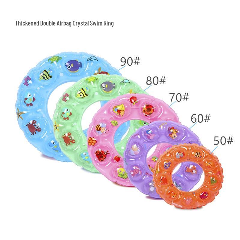 Cartoon Anti-Rollover Thickened PVC Underarm Swimming Ring for Kids - Eco-Friendly and Safe Lifebuoy