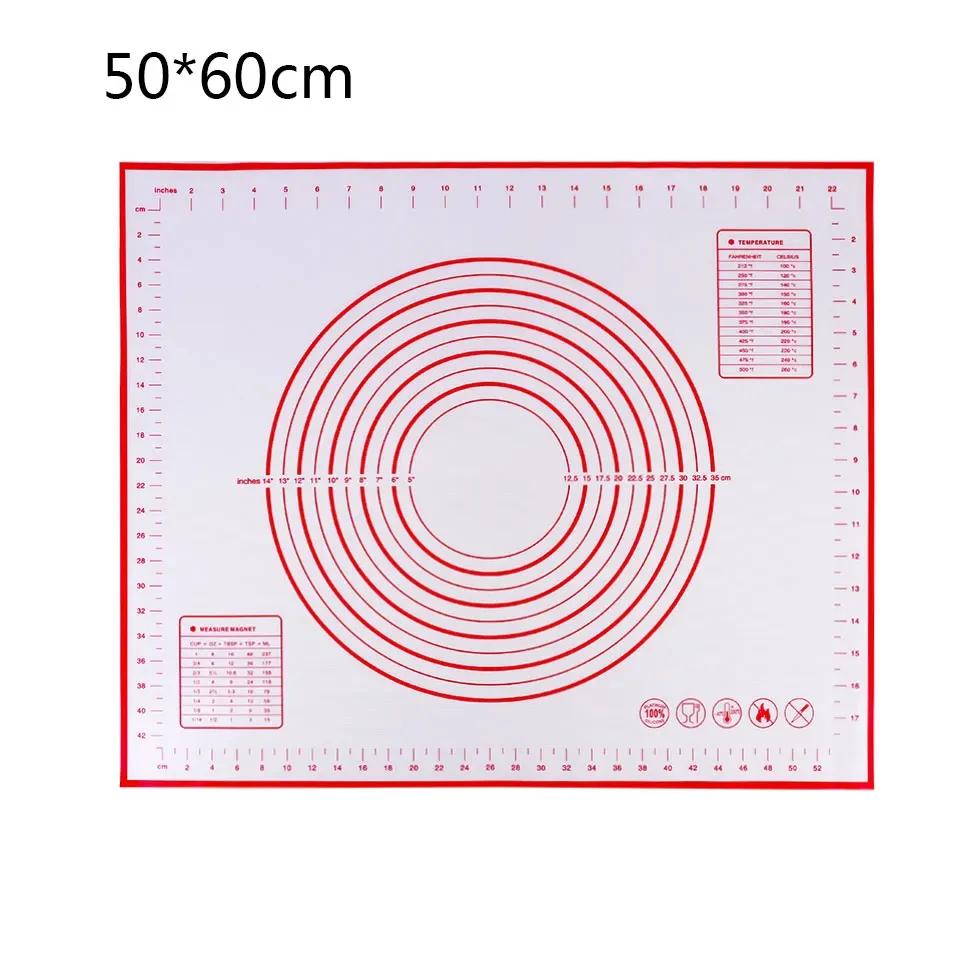 Various Size Silicone Kneading Pad Non-Stick Surface Rolling Dough Mat with Scale Kitchen Cooking Pastry Sheet Oven Liner Bakeware