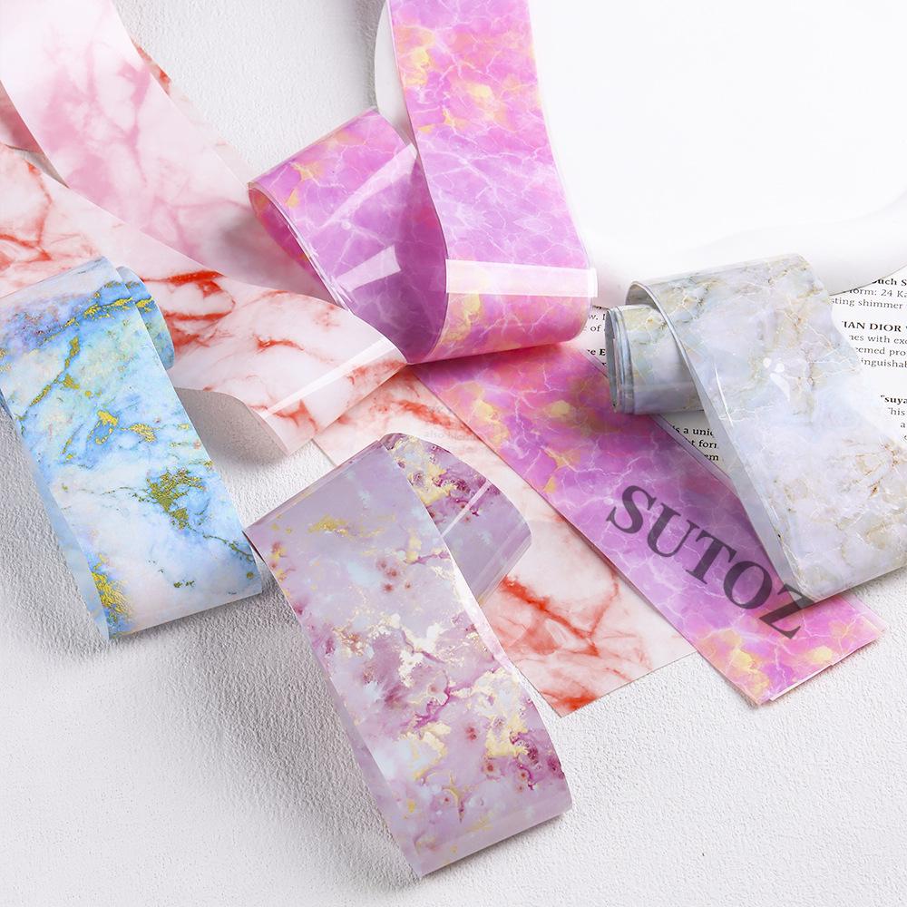 2026 Gradient Marble Stone Pattern Nail Art with Starry Sky and Retro Light Luxury Design
