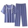 pure cotton pajamas women's summer short-sleeved eight-point pants thin summer women's 1011 new high-end summer loungewear