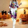 Dámský dvoudílný outfit s halloweenským potiskem, Dlouhý rukáv, Kulatý výstřih, Tepláky s tkaničkou, Ležérní tepláková souprava na jaro a podzim