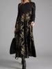Women Color Block Floral Print Long Sleeve Maxi Dress Casual Loose A Line Long Dress S-XXXL