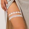 IngeSight.Z Charming Sexy White Lace Leg Chain Thigh Woman Trendy Imitation Pearl Tassels Charm Leg Strap Body Accessories